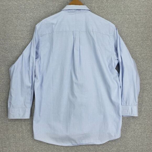 Club Room Shirt Mens 16.5 Blue Striped Button Up Long Sleeve Pinpoint Collared - Picture 3 of 12